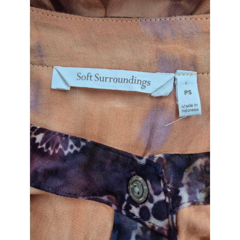 Soft Surroundings 100% Rayon Dress Orange/Purple Tie Dye Sunset Bali Sz S - Picture 5 of 7